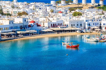 Mykonos town and bay
