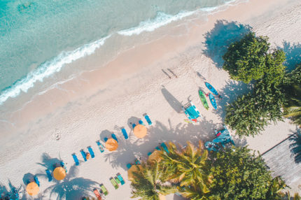 Drone shot of beach in Grenada