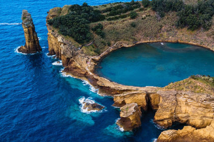 Top view of Islet of Vila Franca do Campo