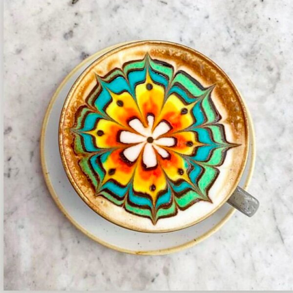 rainbow latte at a cafe in los angeles