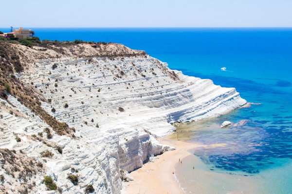white cliffs at a beach in sicily