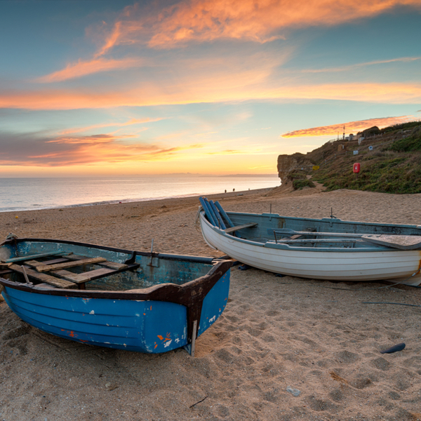 dorset beach at sunset