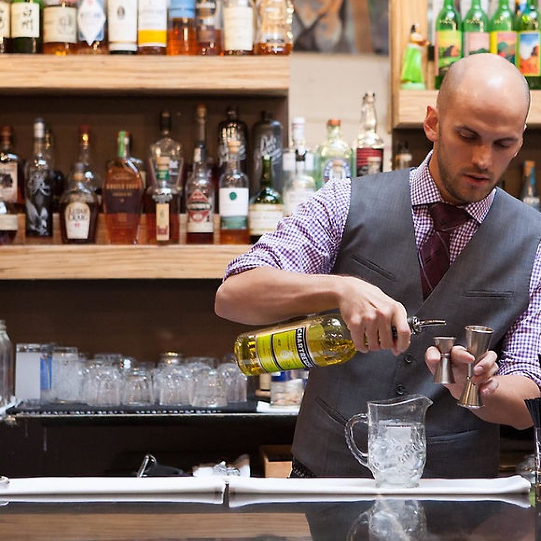 drink being prepared at backbar